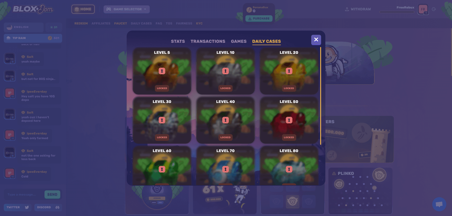 Earn free rewards on Bloxdom