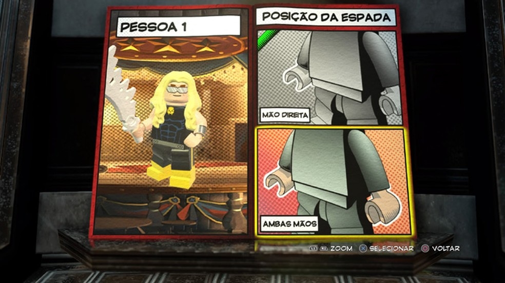 Weapons in LEGO Marvel Super Heroes 2 can be manipulated in the right hand or in both hands (Photo: Reproduction / Rafael Monteiro)