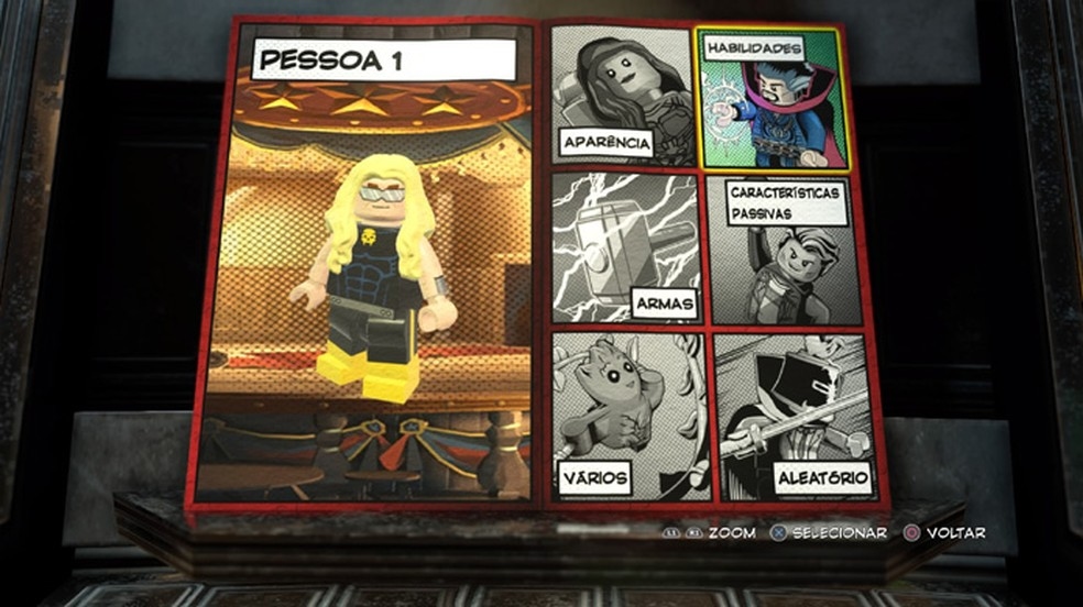 In LEGO Marvel Super Heroes 2 the choice of skills is all made by menus with total clarity (Photo: Reproduction / Rafael Monteiro)