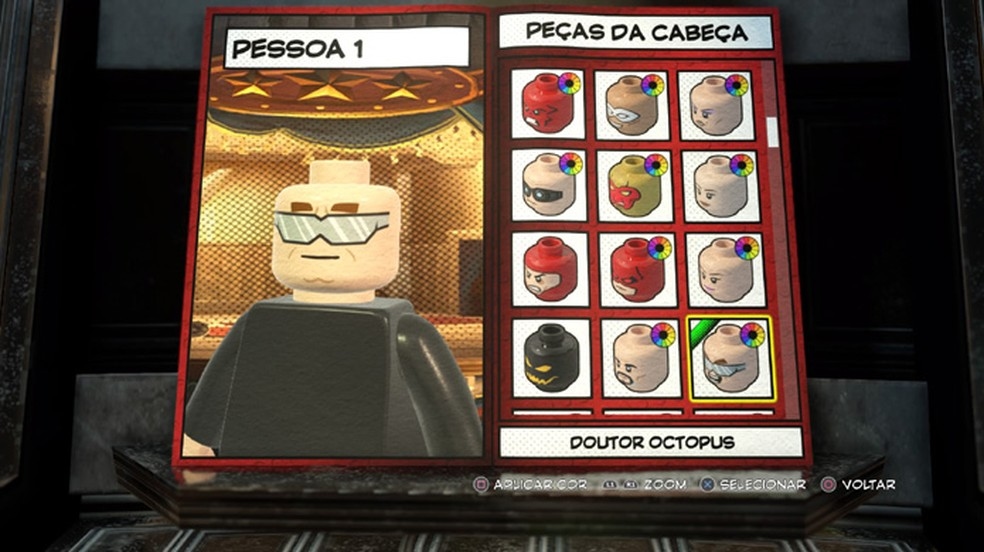 Choose the pieces that will be the look of your hero in LEGO Marvel Super Heroes 2 carefully, as some will nullify others (Photo: Reproduction / Rafael Monteiro)