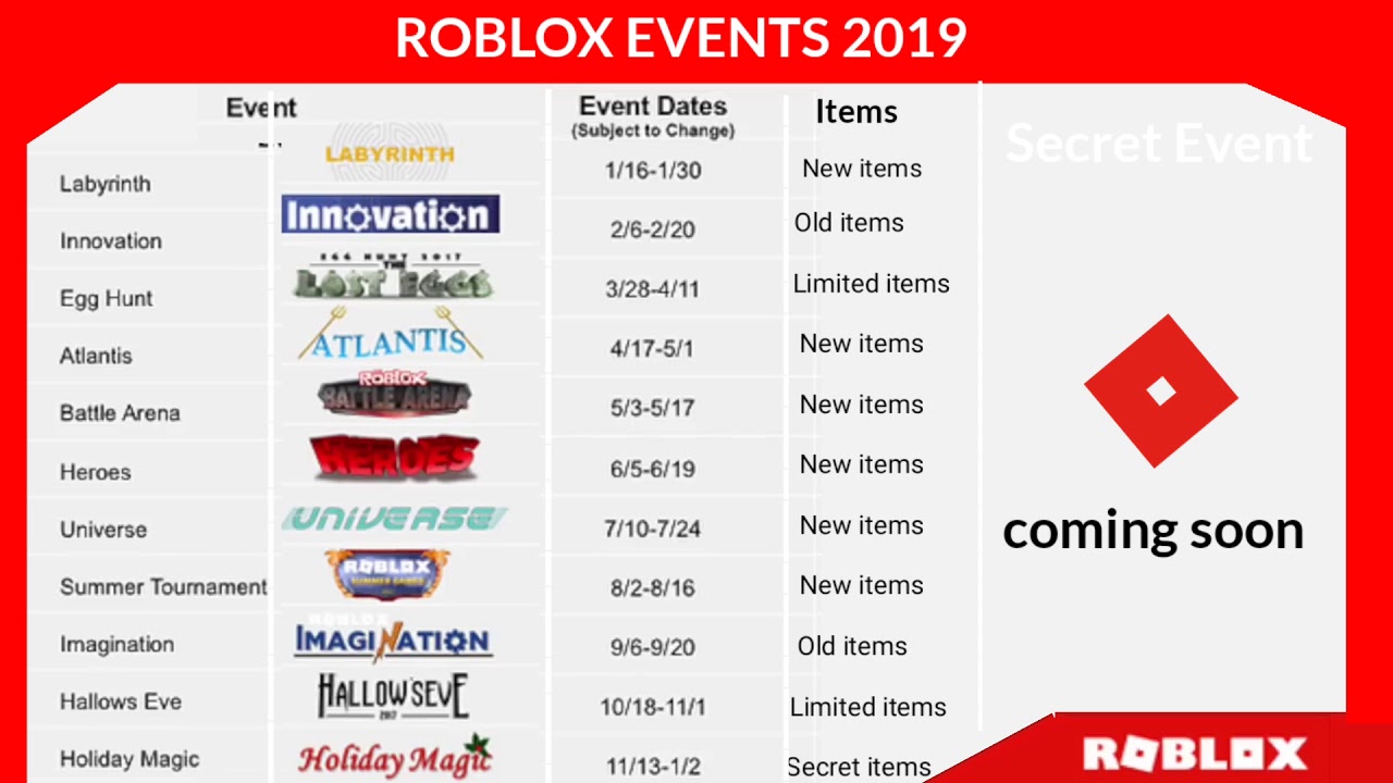event calendar roblox