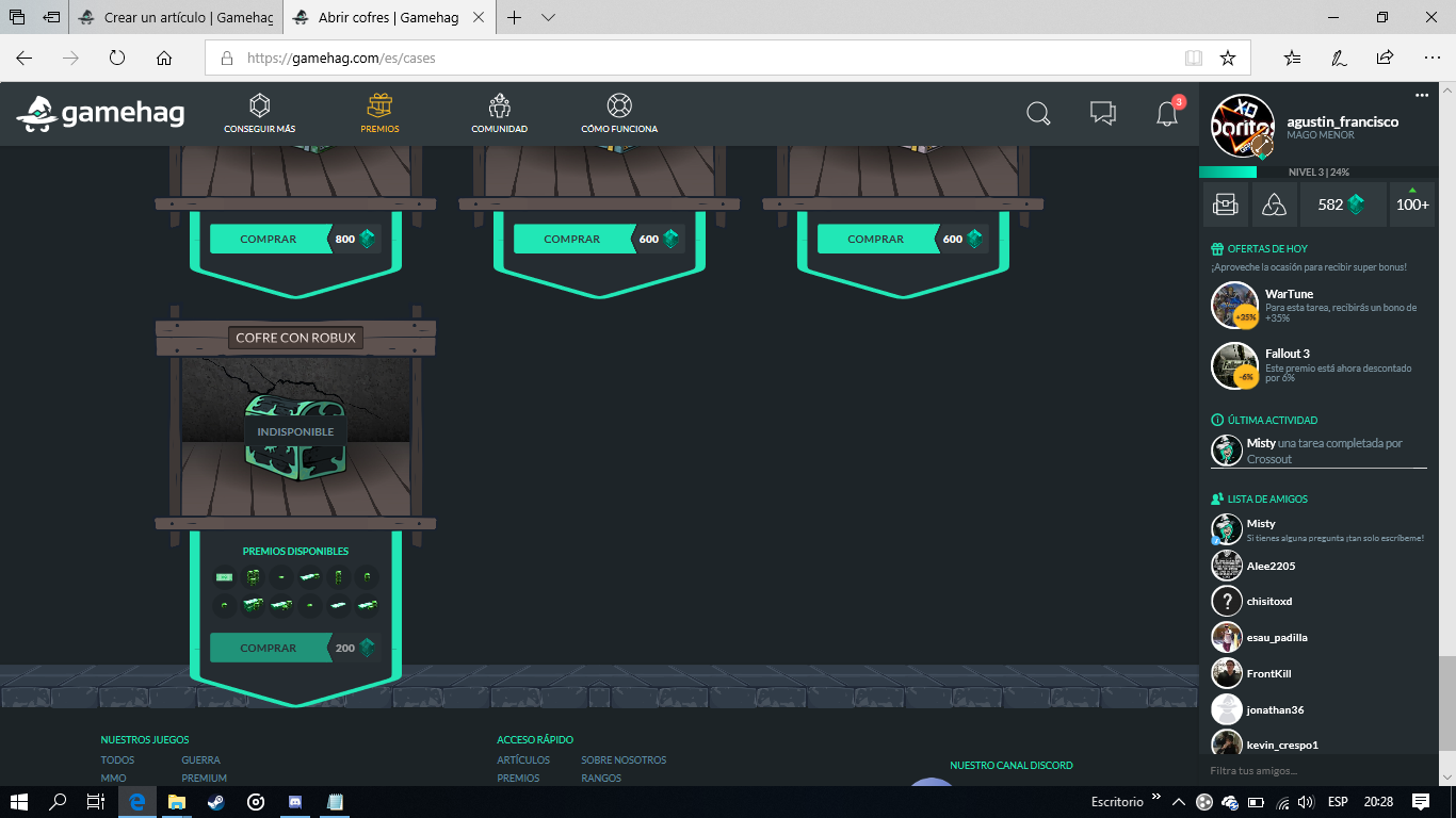 Perfil De Agustinfrancisco Gamehag - 800 robux de roblox para mejorar tu avatar y posibilidades